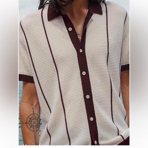 Merino Wool Knit Regular Fit Button Down Shirt